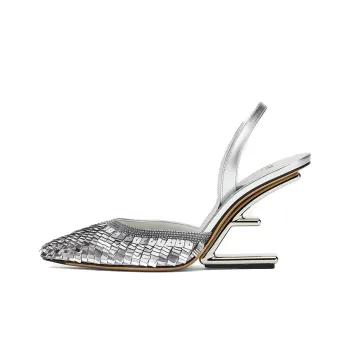 FENDI Fendi First Irregular Heel High Heels 9.5cm Women's Silver