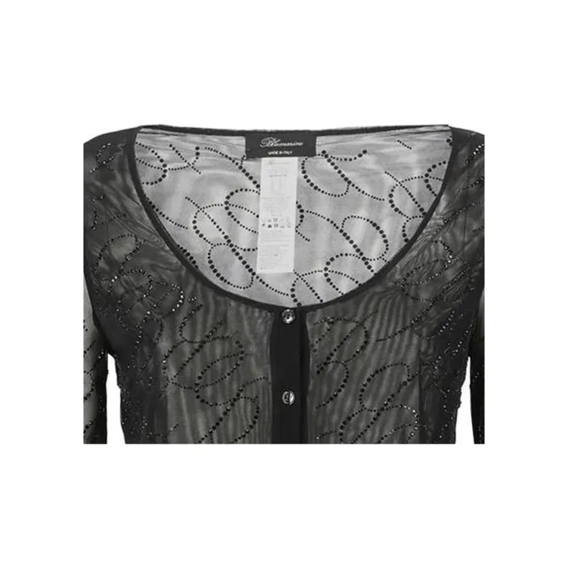 Blumarine Logo Embellished Semi Sheer Cropped Top-4