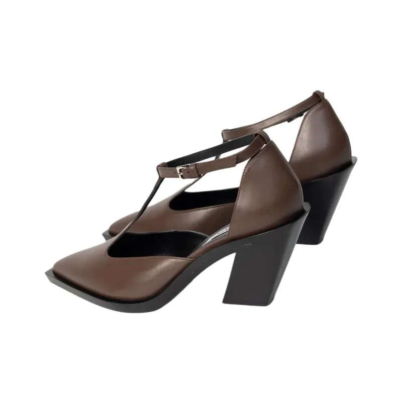 Elleme Eclair Irregular Heel High Heels 8cm Women's Brown-4