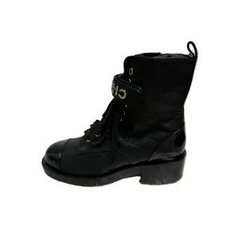 CHANEL Short Martin Boot Women's Black