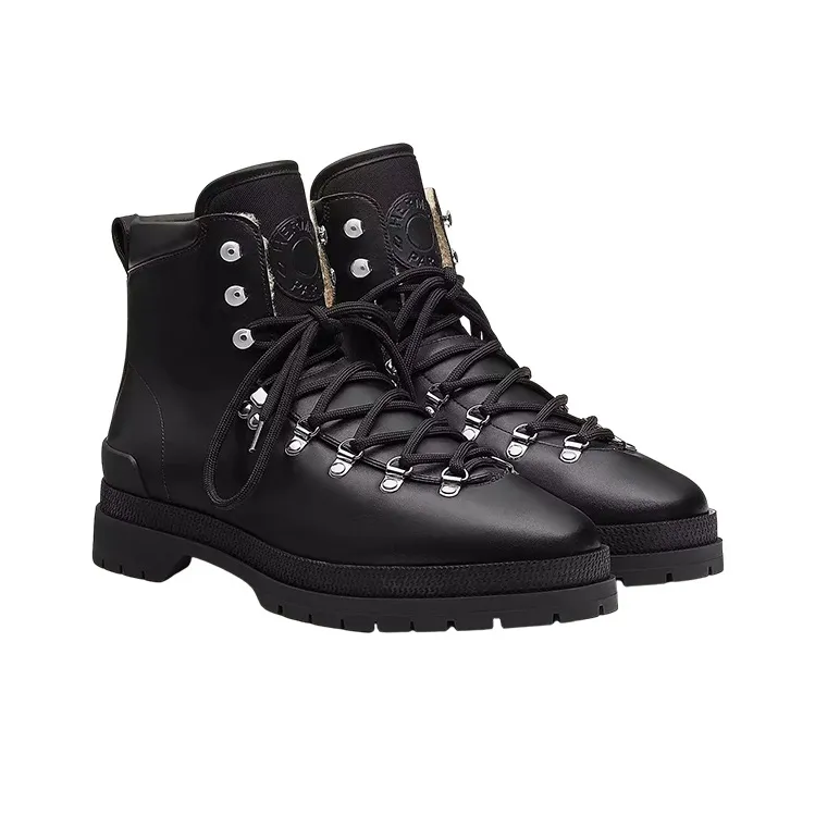 HERMES Denivele Ankle Boots Men's Black-3