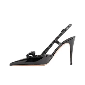 Valentino Rockstud Slim Heel High Heels 10cm Women's Black