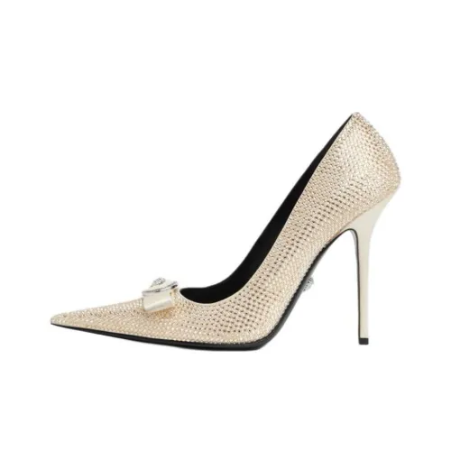 VERSACE Gianni Ribbon Slim Heel High Heels 11cm Women's Beige