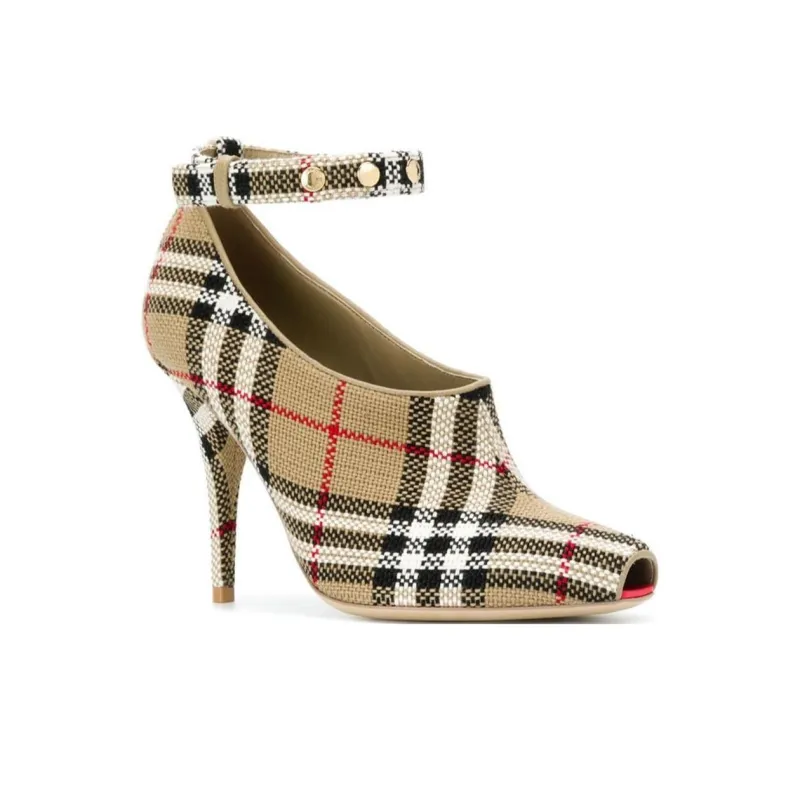 Burberry Cone Heel High Heels 10cm Women's Beige-1