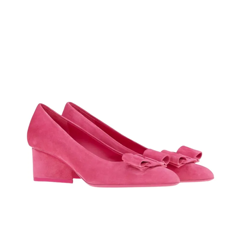 FERRAGAMO Viva Chunky Heel High Heels 5.5cm Women's Pink-2