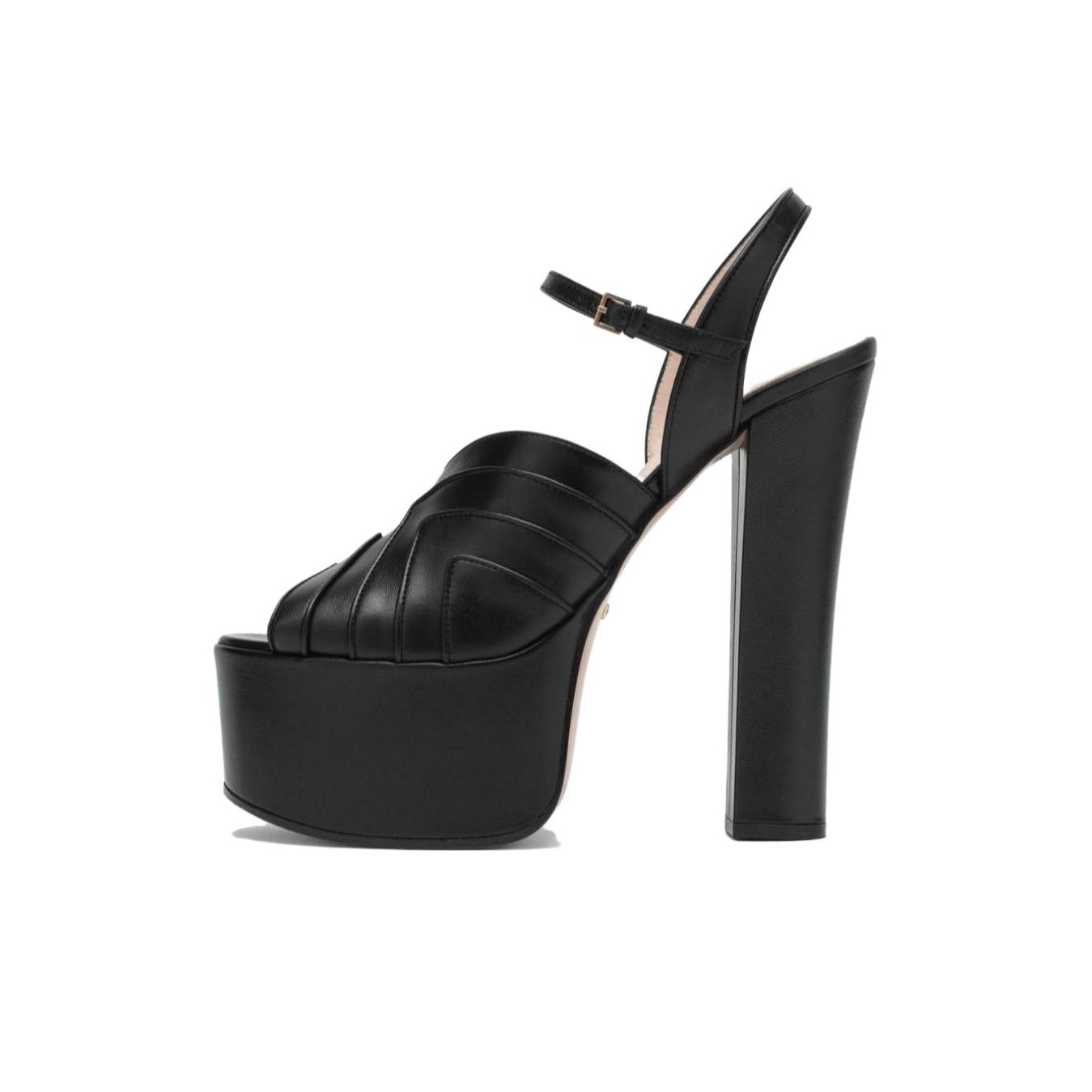 GUCCI Geometric 155 Mm Platform Sandal Black Leather - Cheap