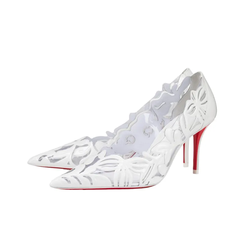 CL LUBOTING Apostropha Petunia Slim Heel High Heels 8cm Women's White-2
