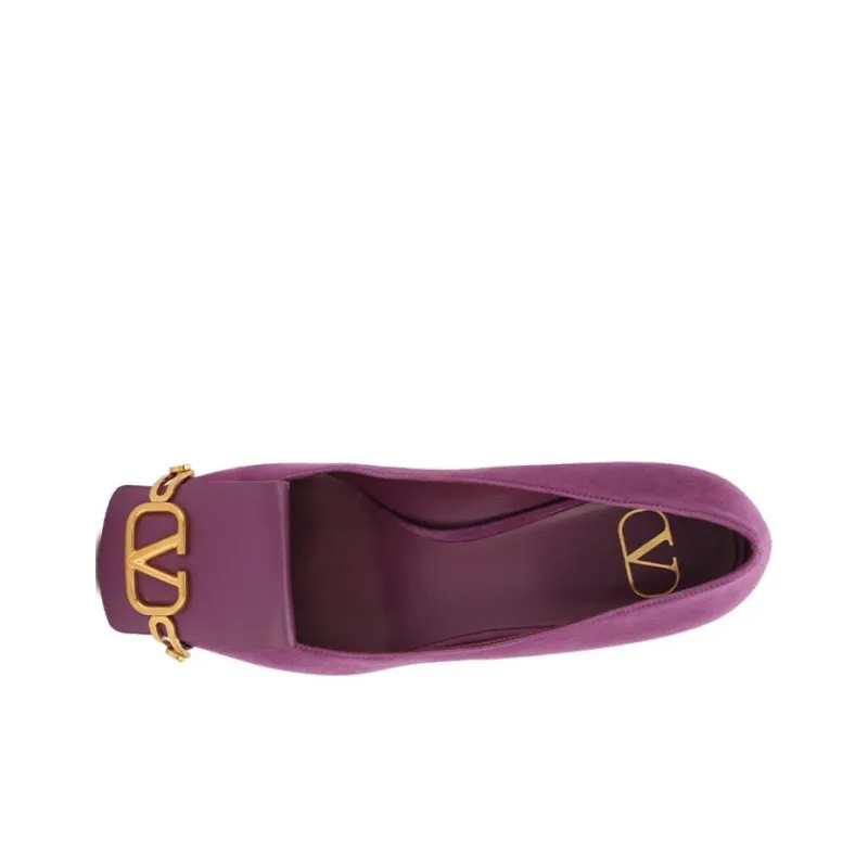 Valentino Chunky Heel High Heels 4.5cm Women's Purple-4