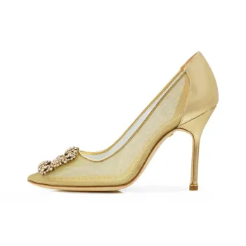 MANOLO BLAHNIK Slim Heel High Heels 10.5cm Women's Gold