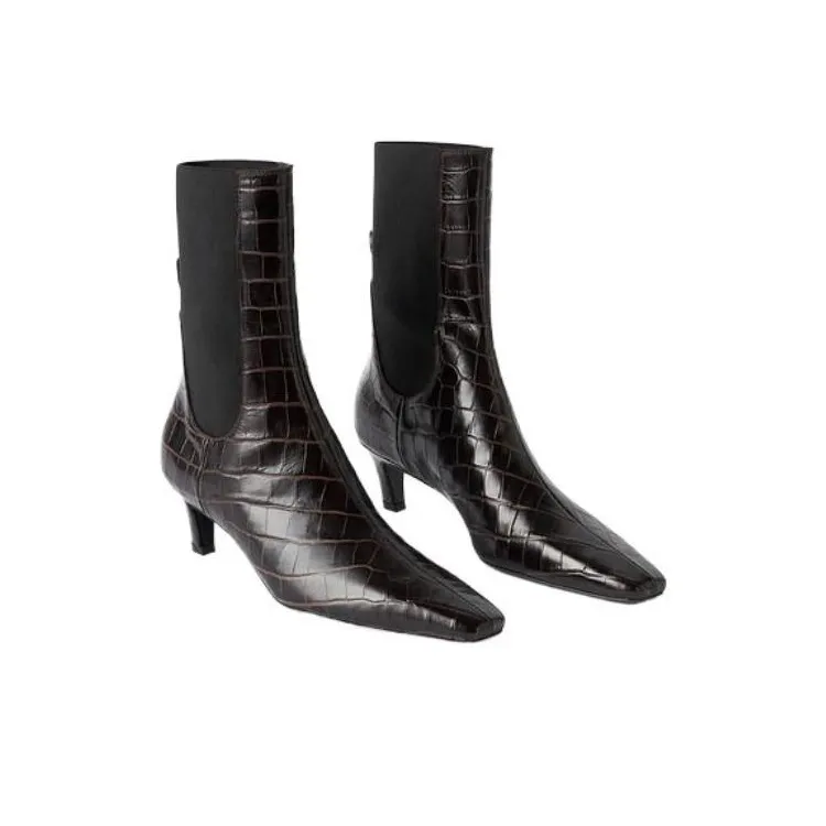 TOTEME 50mm Crocodile embossed Ankle Boots Women's-4