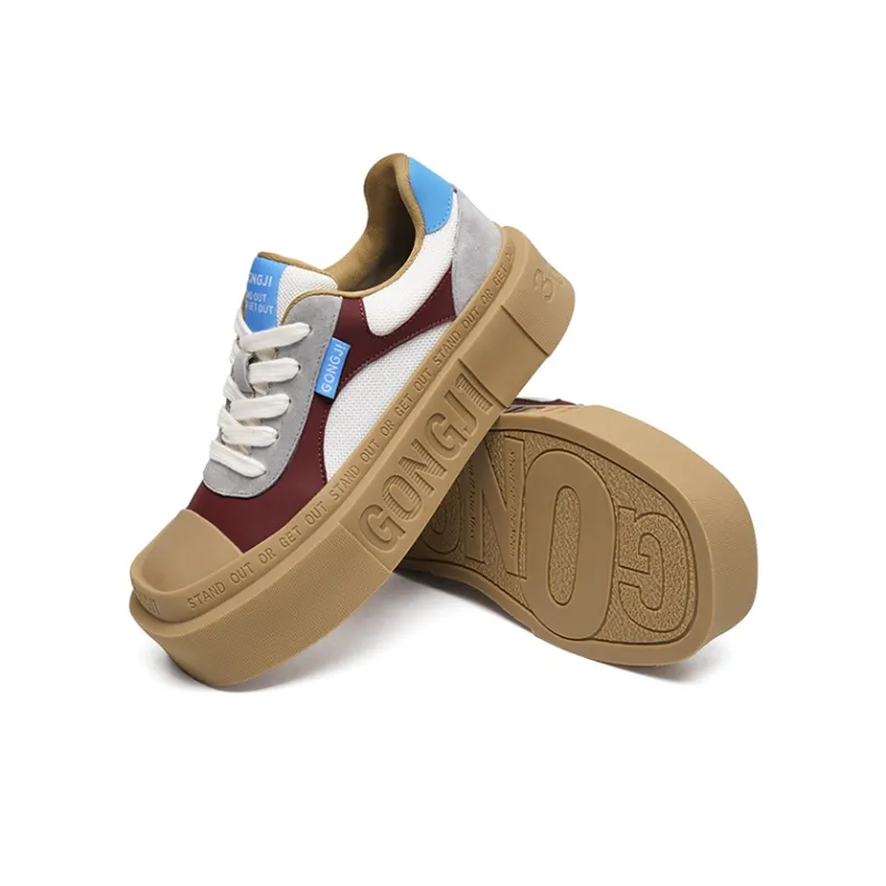 GONGJI Square Inches Skateboard Shoes Unisex Low Top Red-4