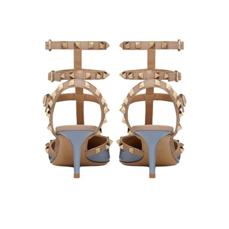 Valentino Rockstud Garavani Slim Heel High Heels 6.5cm Women's Blue-4