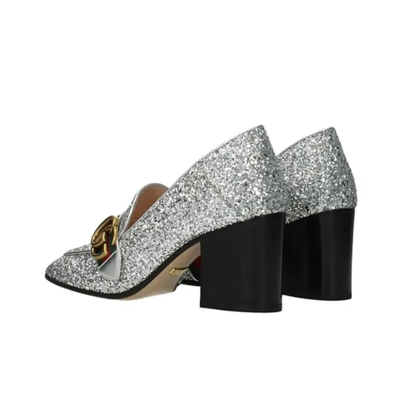 GUCCI High Heels Women's Low-Top Silver-2
