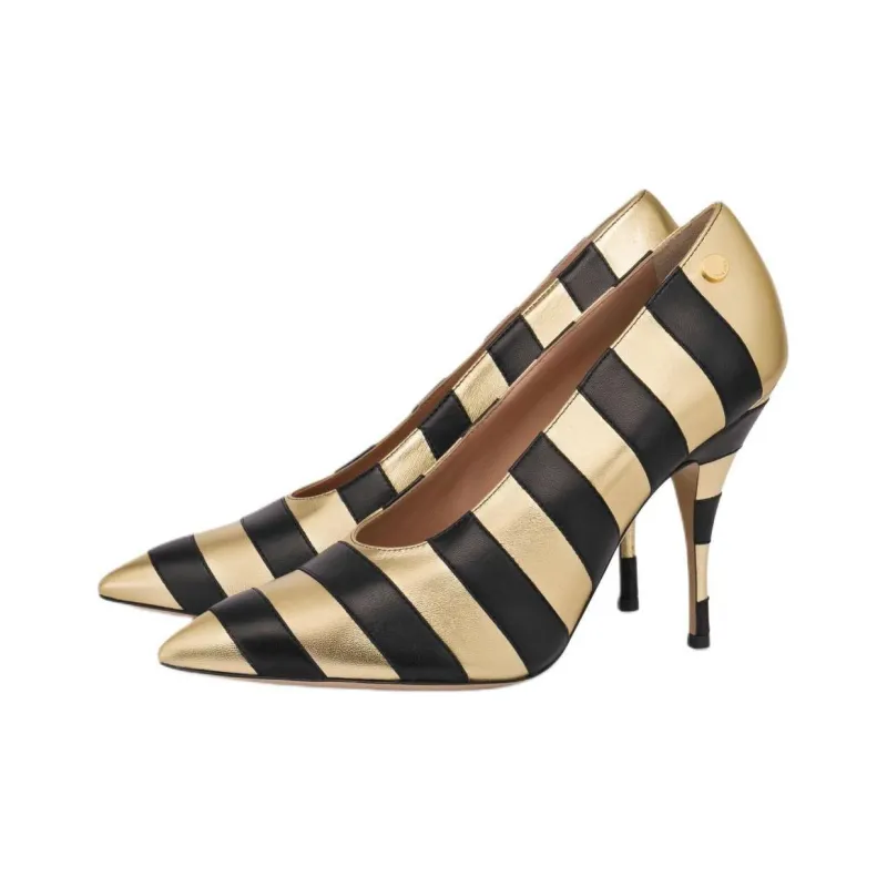 MOSCHINO Striped Metallic Pumps-2