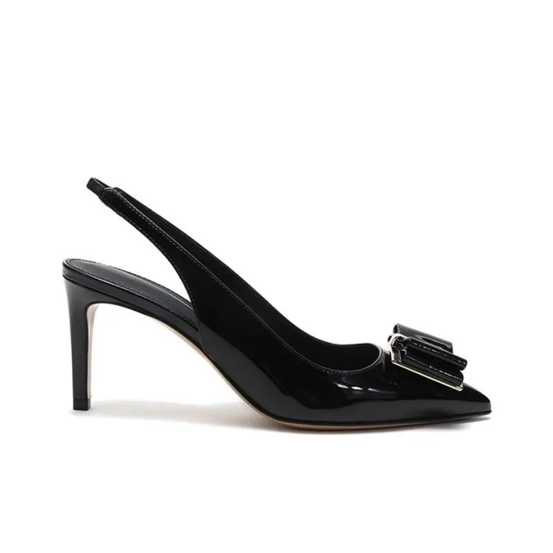 FERRAGAMO Zahir 70 Series Slim Heel High Heels 7cm Women's Black-1