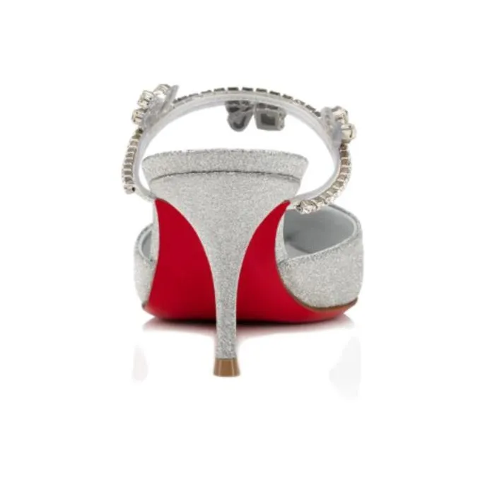 CL LUBOTING Slim Heel High Heels 7cm Women's Silver-5
