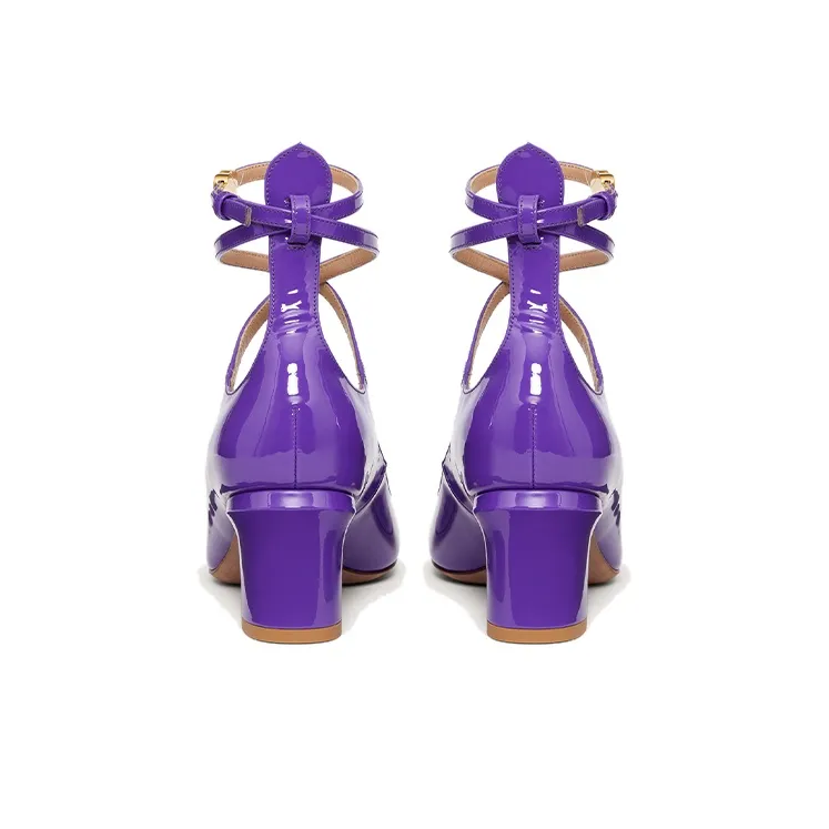 Valentino Garavani Tan Go Patent Leather Pumps Purple Women's-4
