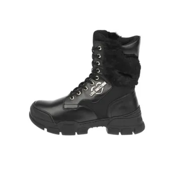 Love MOSCHINO Fur Panel Lace-up Boots