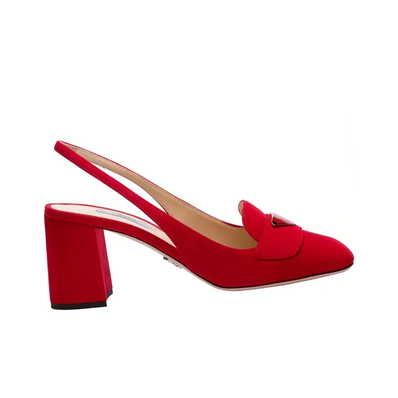 PRADA Chunky Heel High Heels Women's Red-1