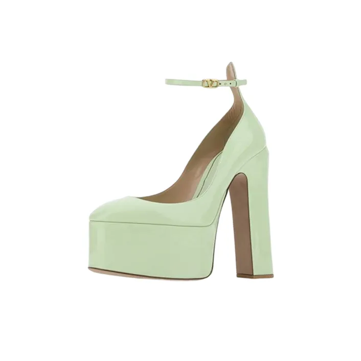 Valentino Chunky Heel High Heels 16cm Women's Green-2