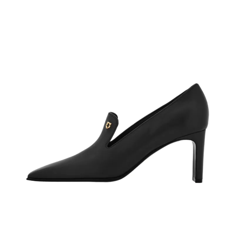 FERRAGAMO Mocassino Block Heel High Heels 7cm Women's Black-0