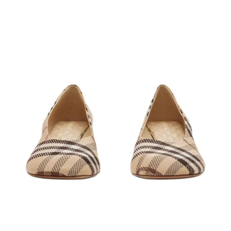 Burberry Check Slim Heel High Heels 4.5cm Women's Light Brown-2