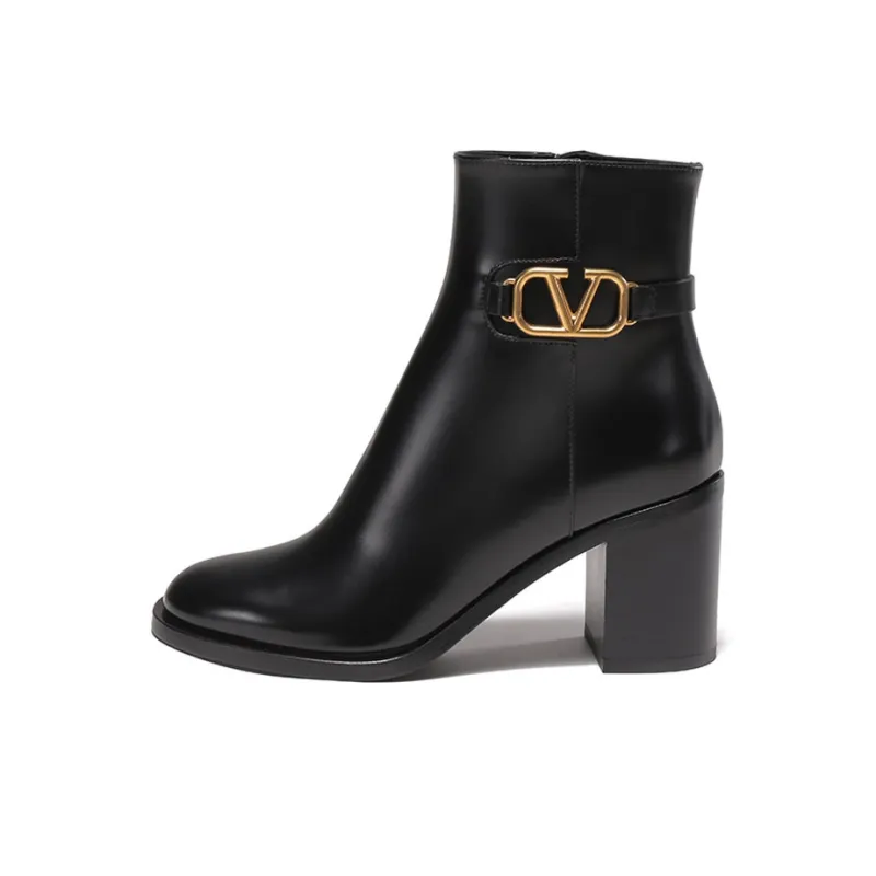 Valentino VLogo Plaque Heeled Ankle Boots Women's-0