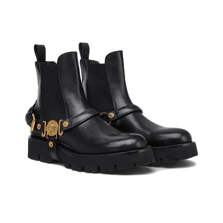 VERSACE Short Chelsea Boots Men's Black-3
