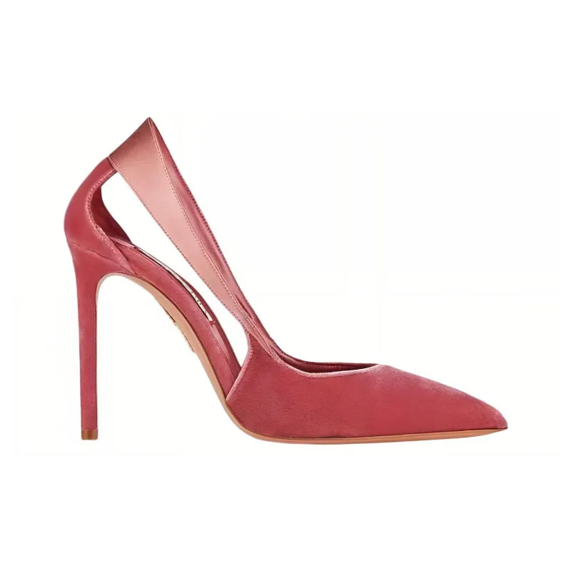 AQUAZZURA Bow Tie 105mm Velvet-finish Pumps-1