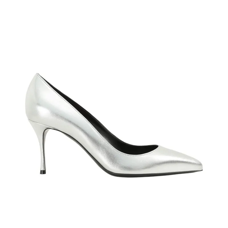 SERGIO ROSSI Godiva Slim Heel High Heels 7.5cm Women's Silver-1