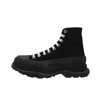 Alexander McQueen Tread Slick Canvas High Top Sneakers 'Black White'