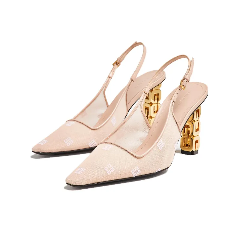 Givenchy G Cube Irregular Heel High Heels 8cm Women's Pink-2