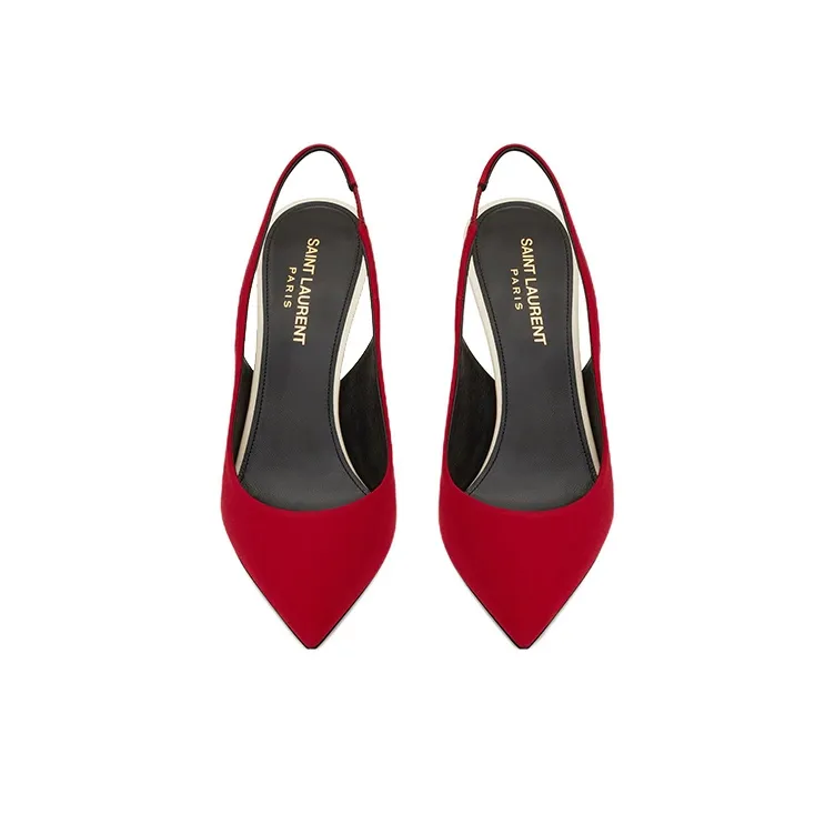 SAINT LAURENT Zoe Slim Heel High Heels 10cm Women's Dark Red-4