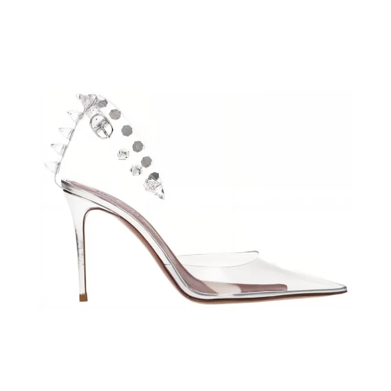 AMINA MUADDI Slim Heel High Heels 9.5cm Women's Silver-1