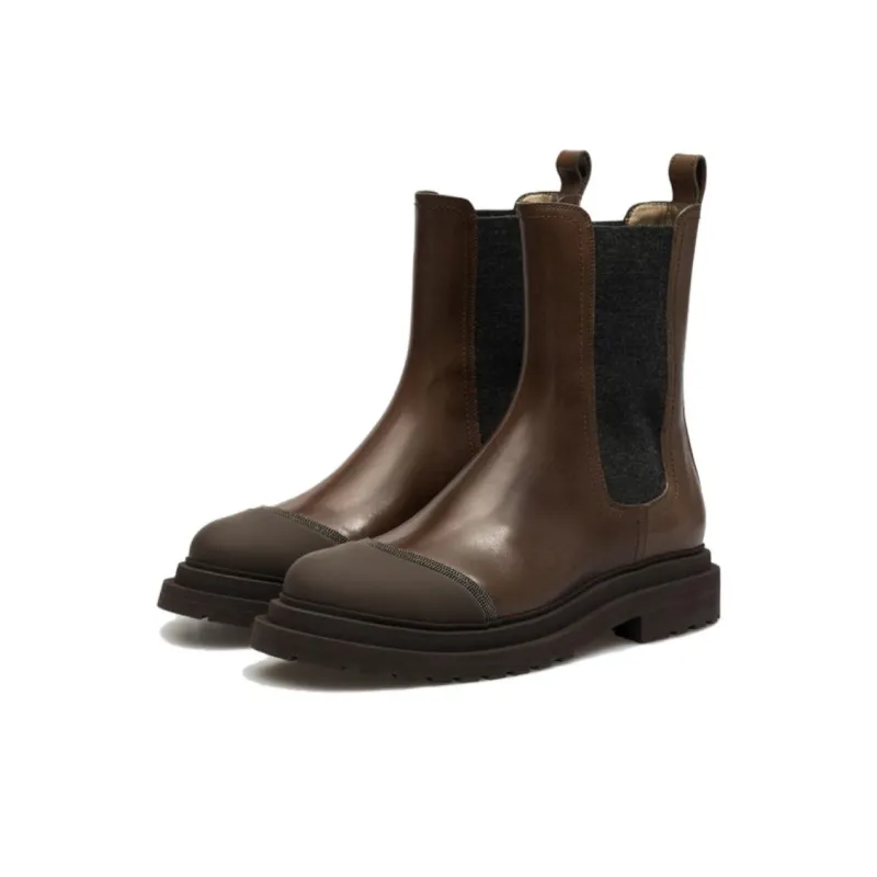 Brunello Cucinelli Rounded Toe Ankle Boots Women's-2