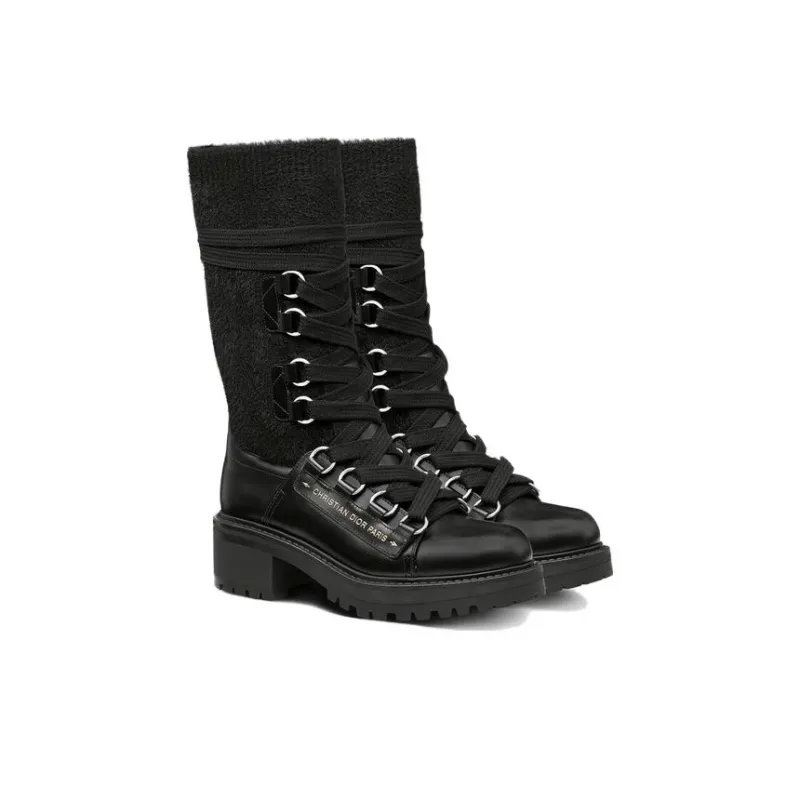 DIOR D-Fight Mid-Calf Boots Women's Black-1