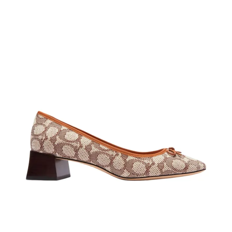 COACH Ava Chunky Heel High Heels 4cm Women's Brown-1