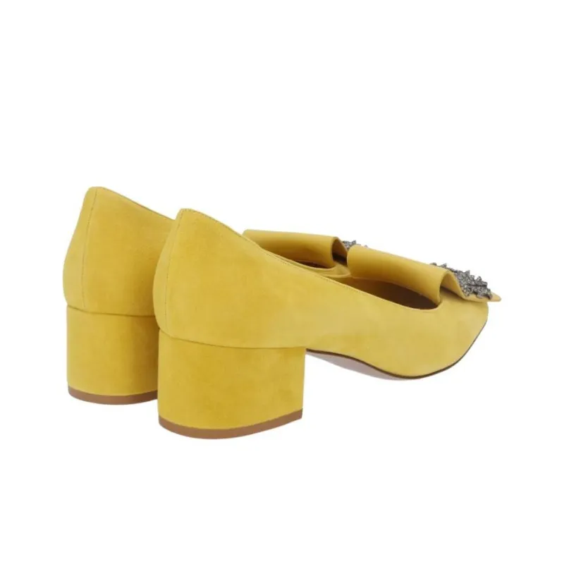Valentino Chunky Heel High Heels 5cm Women's Yellow-4