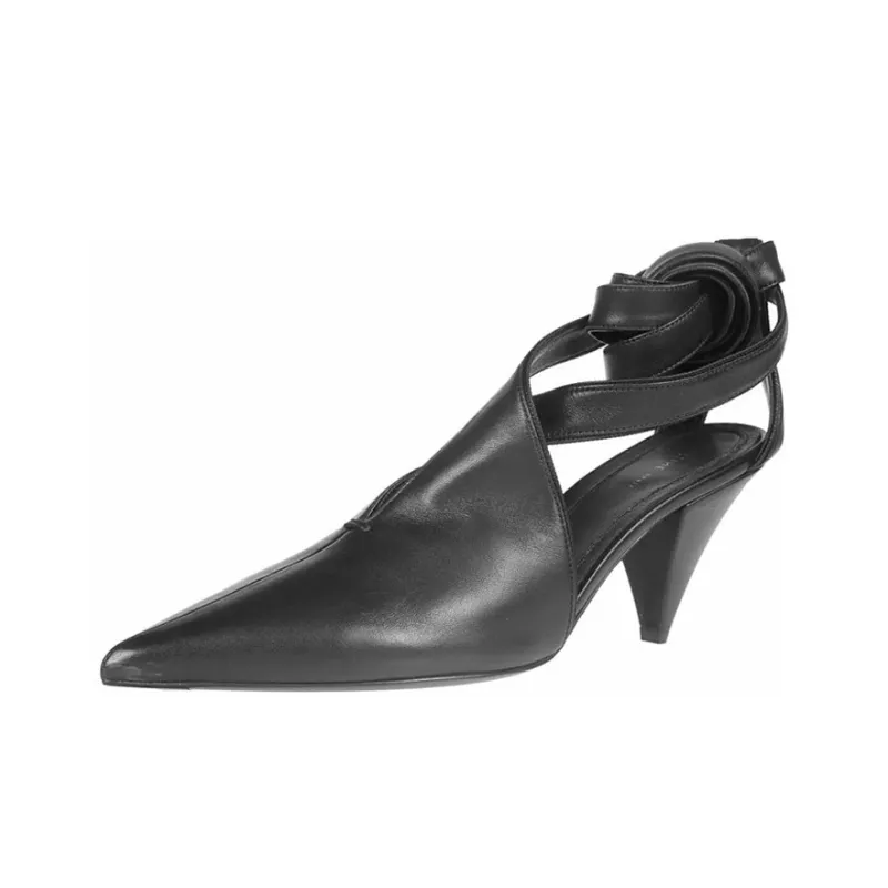 CELINE Cone Heel High Heels 7cm Women's Black-3