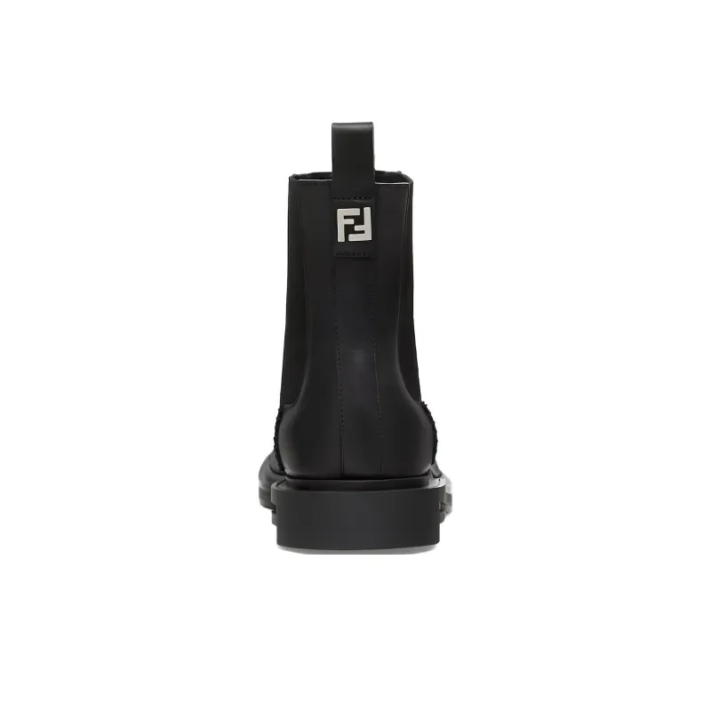 FENDI Frame Short Chelsea Boots Men's Black-3
