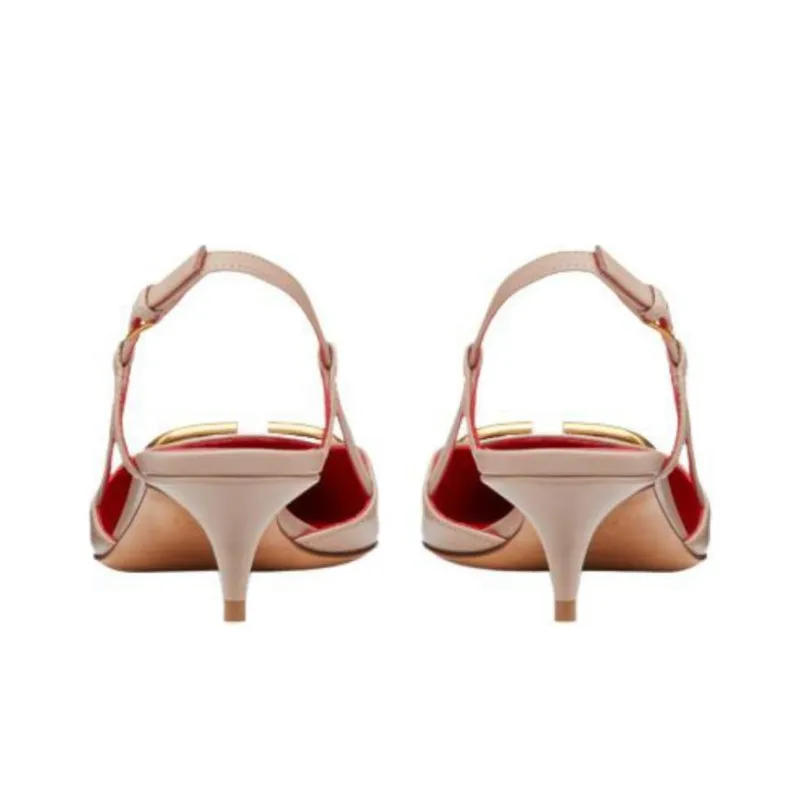 Valentino Vlogo Slim Heel High Heels 4cm Women's Nude Pink-4