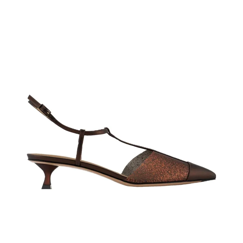 AMANI Flared Heel High Heels Women's Brown-1