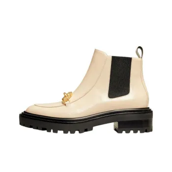 TORY BURCH Jessa Ankle Length Chelsea Boots Women's Cream White