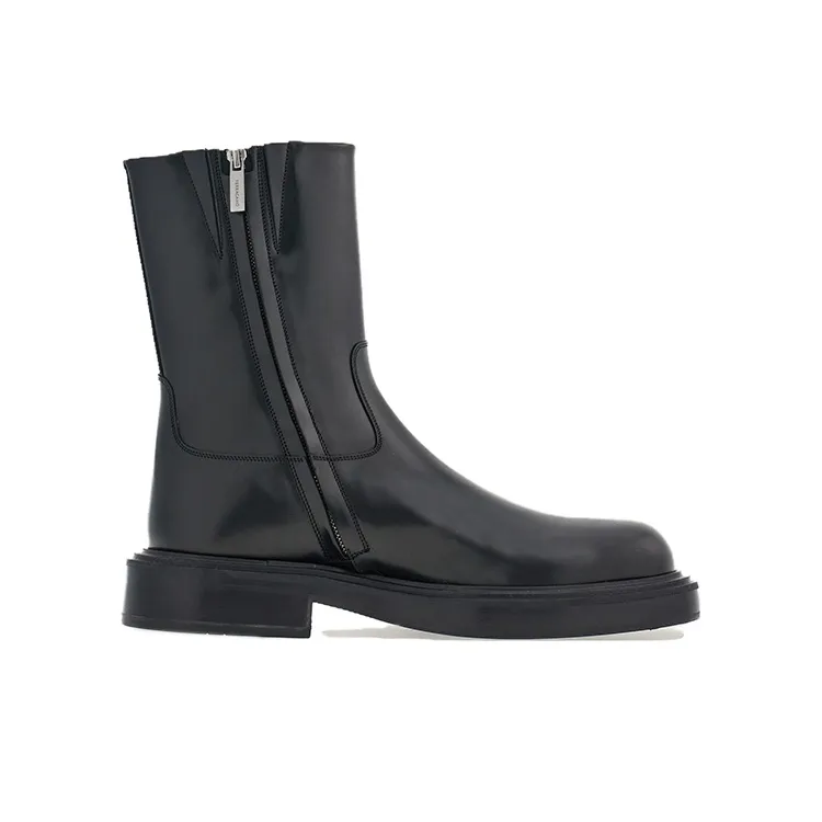 FERRAGAMO Panelled Patent-leather Ankle Boots-1
