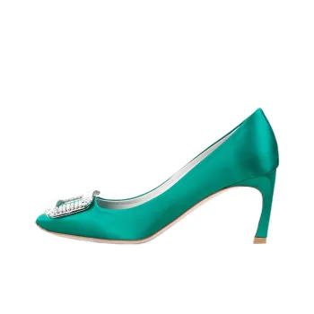 Roger Vivier Trompette Crystal Slim Heel High Heels 7cm Women's Green