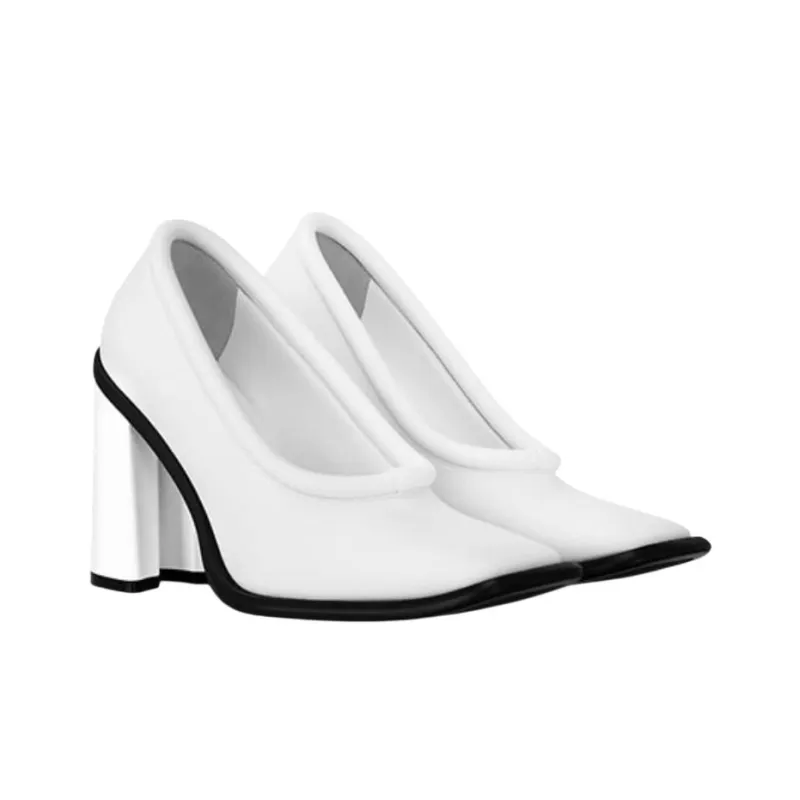 LOUIS VUITTON Berlin Chunky Heel High Heels 9.5cm Women's White-2