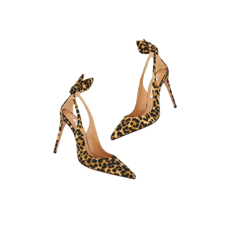 AQUAZZURA Bow Tie 85mm Leopard-print Pumps-3