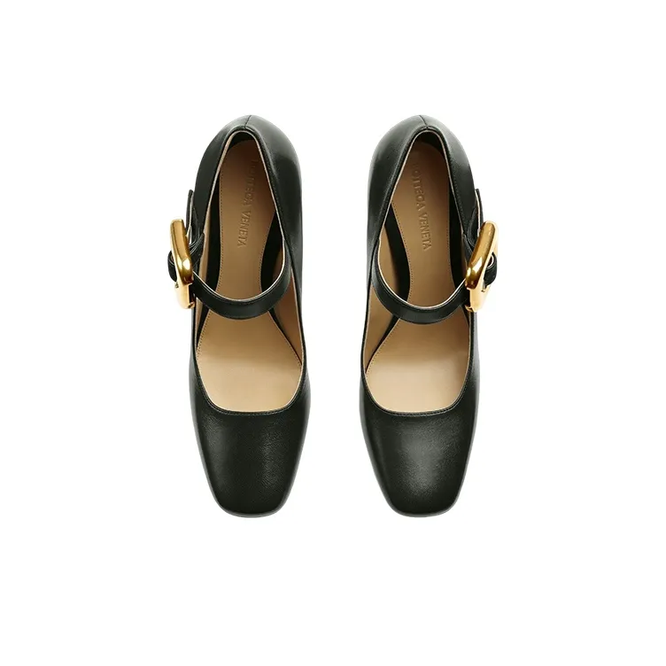 Bottega Veneta Mostra Chunky Heel High Heels 9cm Women's Dark Green-2