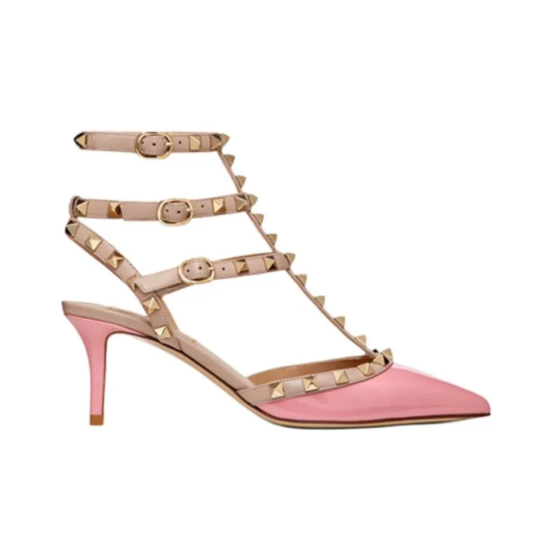 Valentino ROCKSTUD High Heels 6.5cm Women's Pink-1