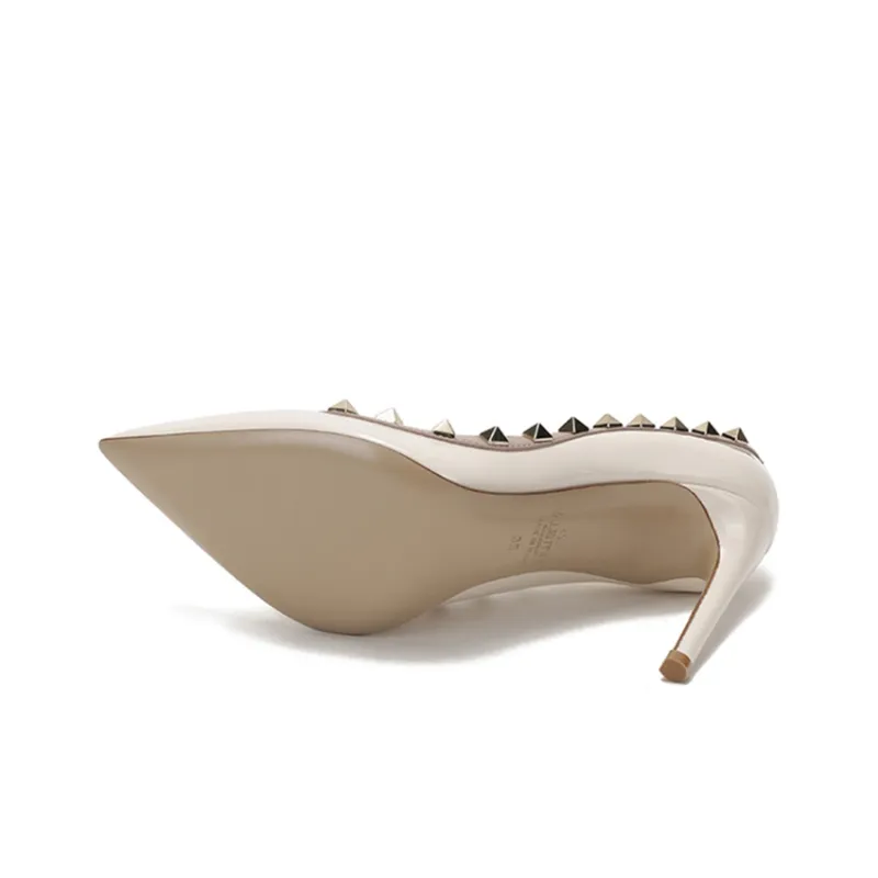 Valentino Rockstud High Heels Women's Milk White-5
